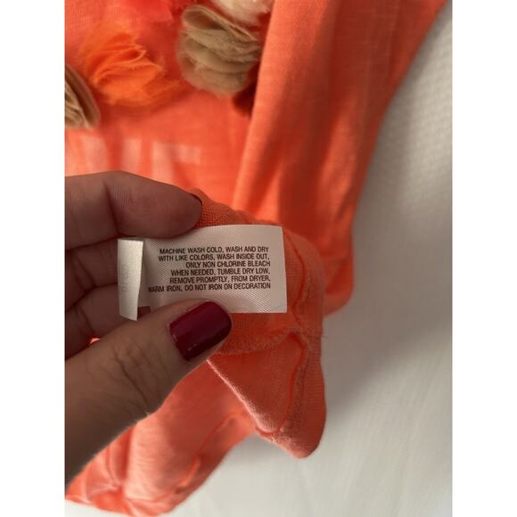 Old Navy Orange Peace Love Floral Lightweight Casual Short Sleeve Tee Large NWT - Picture 8 of 12